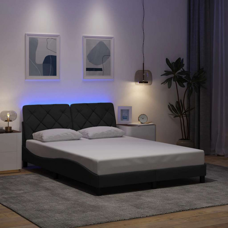 Rama łóżka z LED bez materaca Ciemnoszara 120x200 cm Tkanina