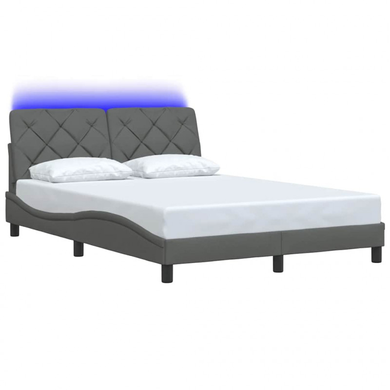 Rama łóżka z LED bez materaca Ciemnoszara 120x200 cm Tkanina