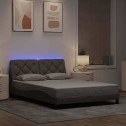 Rama łóżka z LED bez materaca Taupe 120x200 cm Tkanina