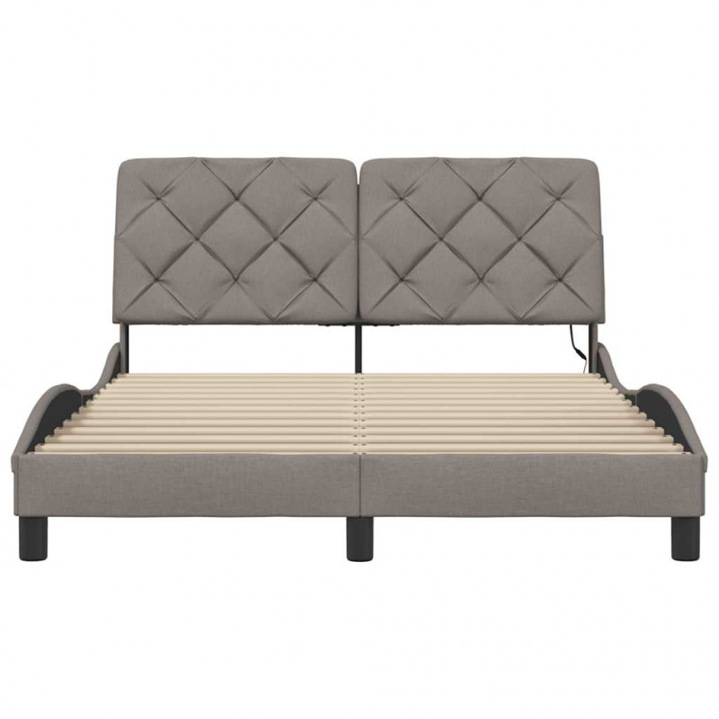 Rama łóżka z LED bez materaca Taupe 120x200 cm Tkanina