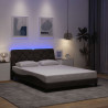 Rama łóżka z LED bez materaca Ciemny brąz 140x190 cm Tkanina