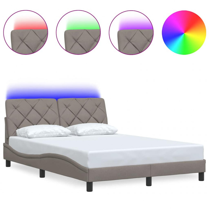 Rama łóżka z LED bez materaca Taupe 140x190 cm Tkanina