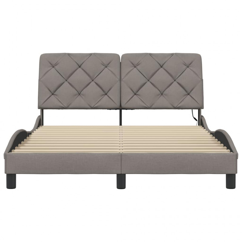 Rama łóżka z LED bez materaca Taupe 140x190 cm Tkanina