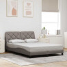 Rama łóżka z LED bez materaca Taupe 140x200 cm Tkanina