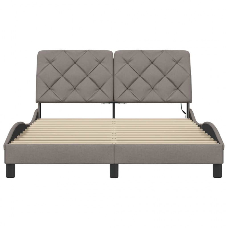 Rama łóżka z LED bez materaca Taupe 140x200 cm Tkanina