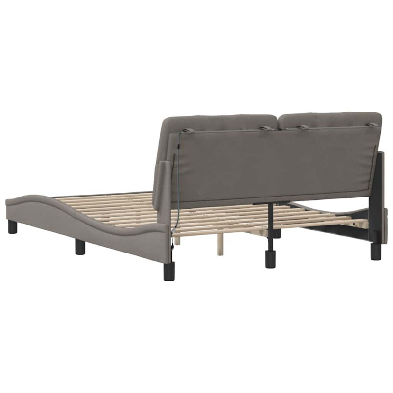 Rama łóżka z LED bez materaca Taupe 140x200 cm Tkanina