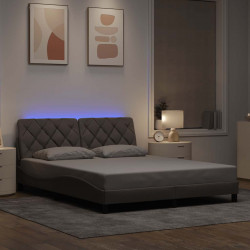 Rama łóżka z LED bez materaca Taupe 160x200 cm Tkanina