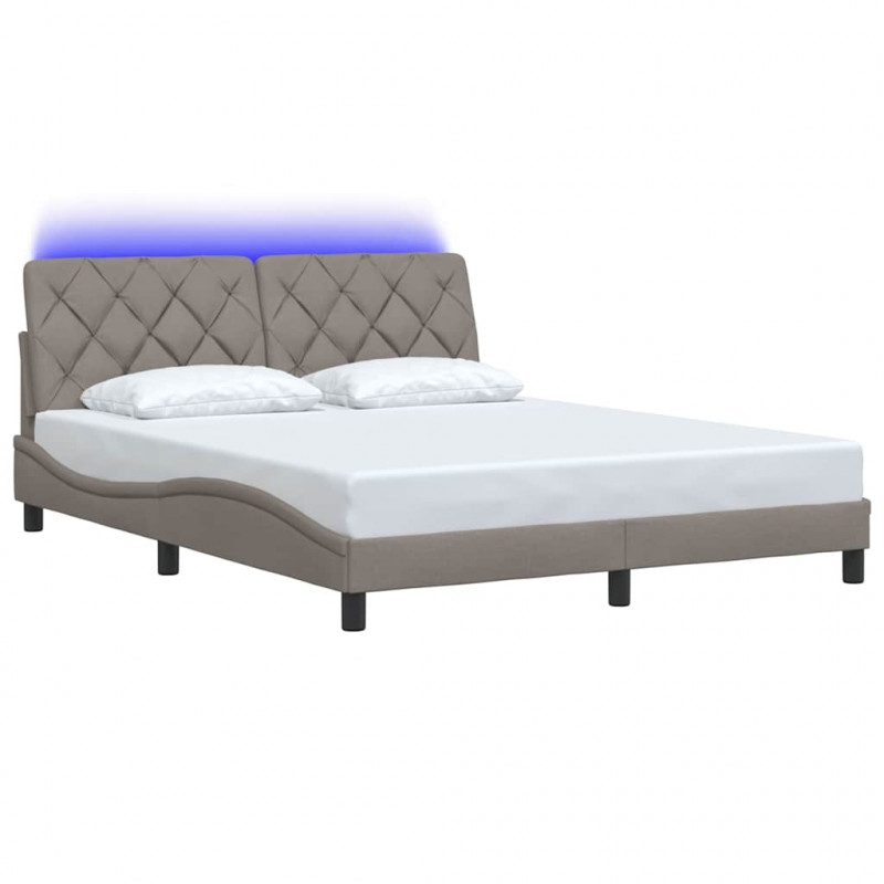Rama łóżka z LED bez materaca Taupe 160x200 cm Tkanina