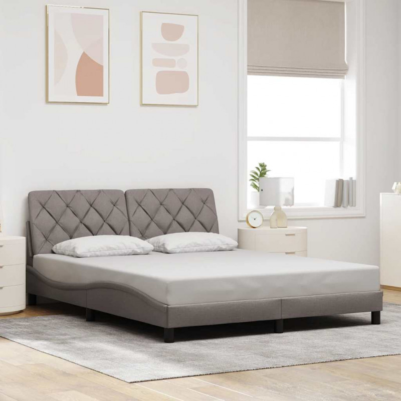 Rama łóżka z LED bez materaca Taupe 160x200 cm Tkanina
