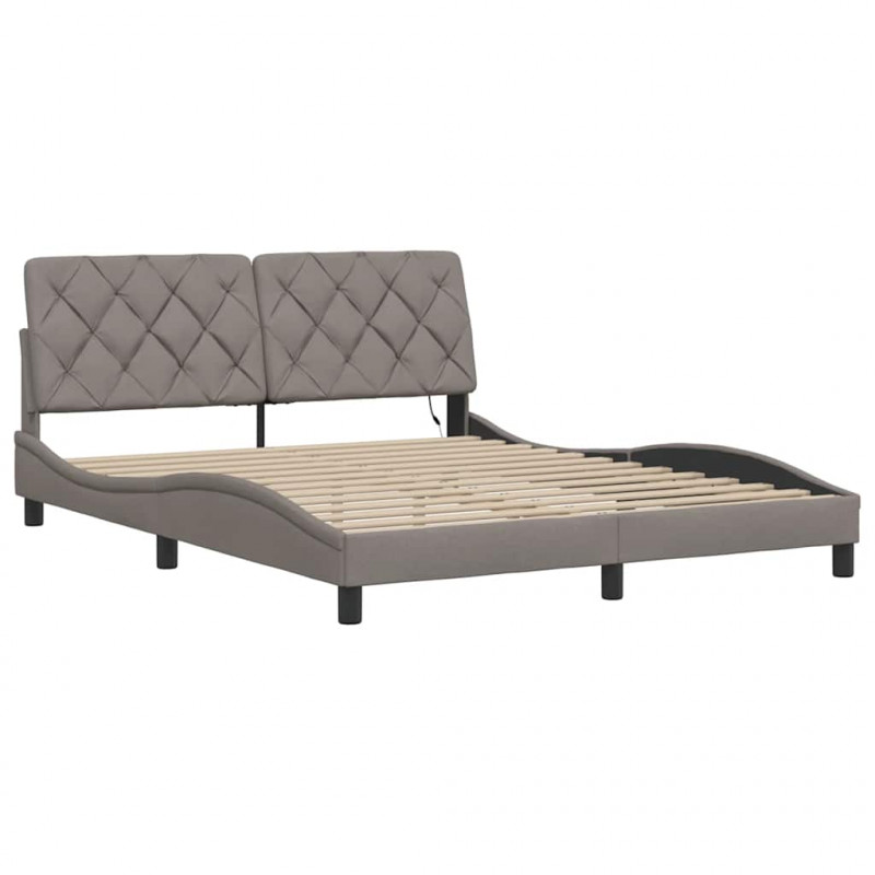 Rama łóżka z LED bez materaca Taupe 160x200 cm Tkanina