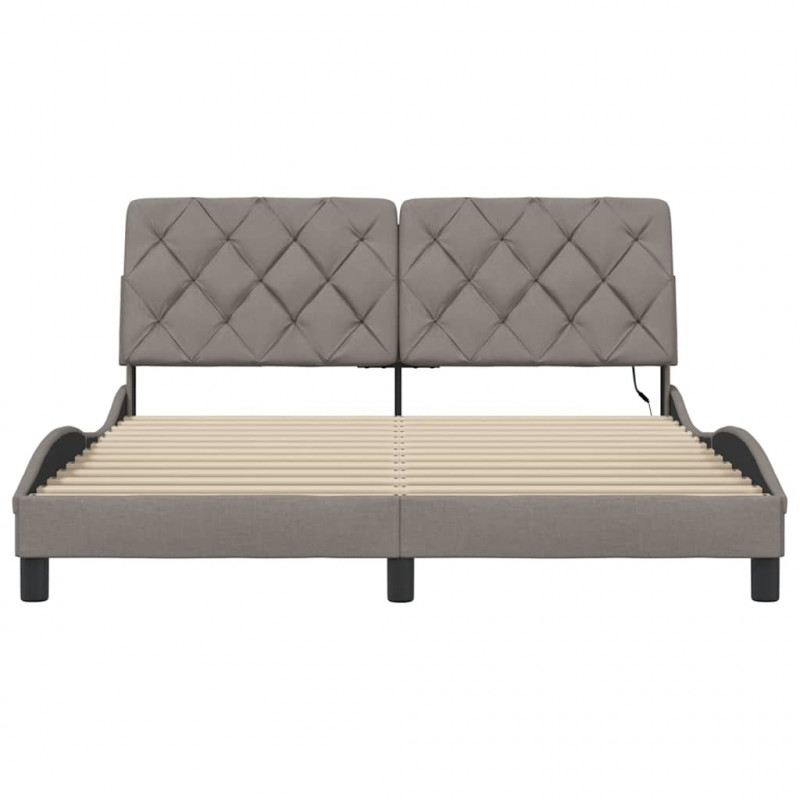 Rama łóżka z LED bez materaca Taupe 160x200 cm Tkanina