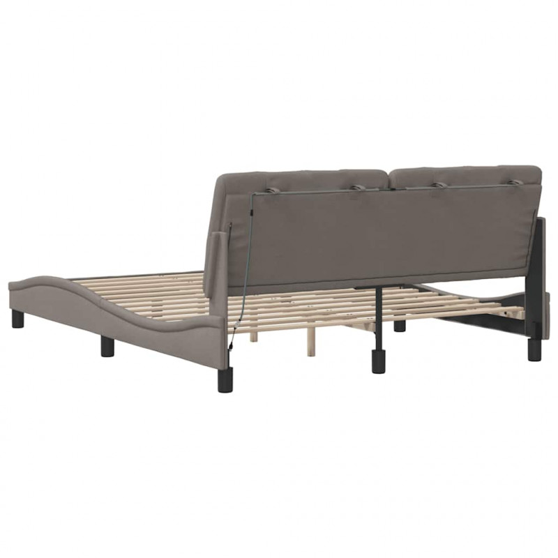 Rama łóżka z LED bez materaca Taupe 160x200 cm Tkanina
