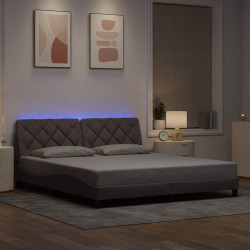 Rama łóżka z LED bez materaca Taupe 180x200 cm Tkanina