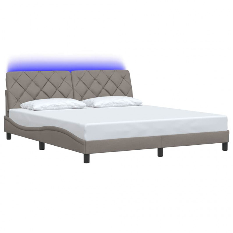 Rama łóżka z LED bez materaca Taupe 180x200 cm Tkanina