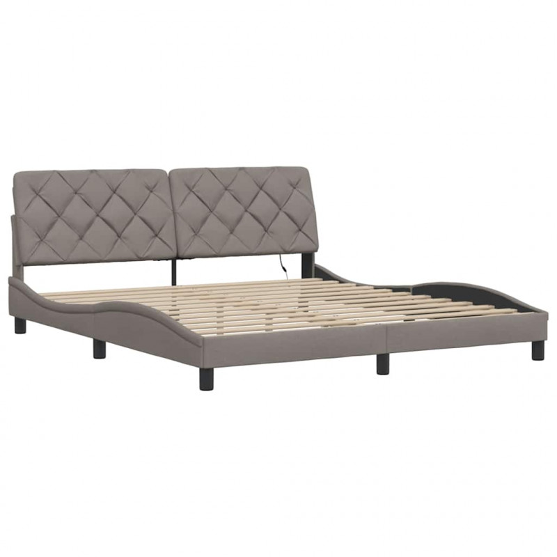 Rama łóżka z LED bez materaca Taupe 180x200 cm Tkanina