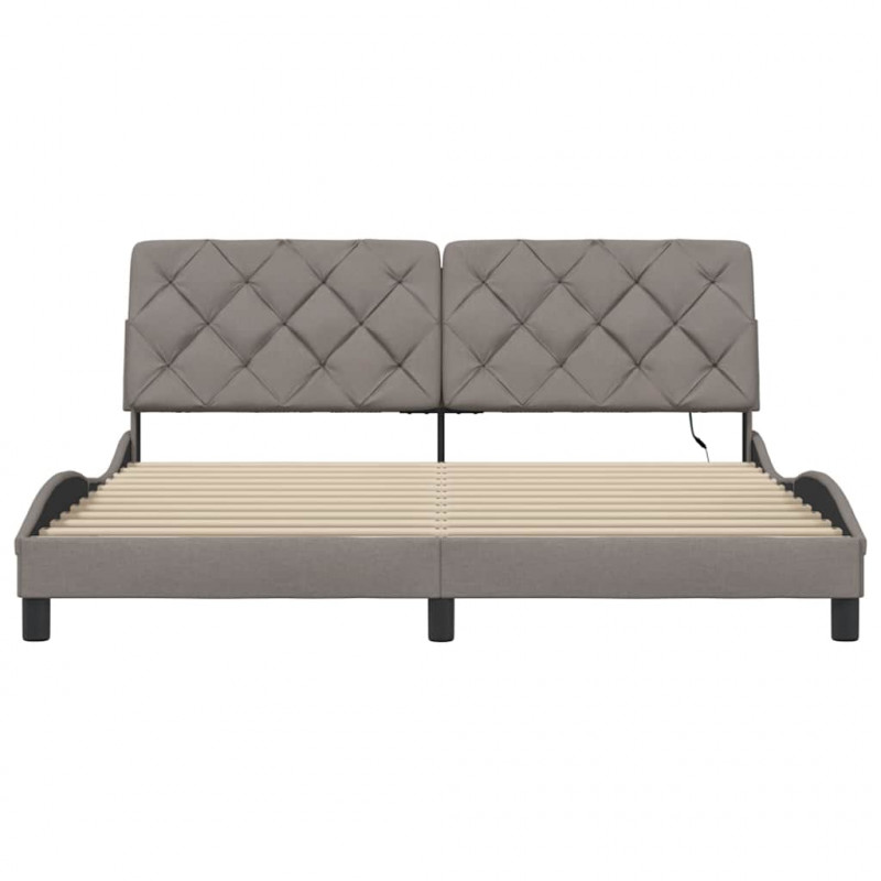 Rama łóżka z LED bez materaca Taupe 180x200 cm Tkanina