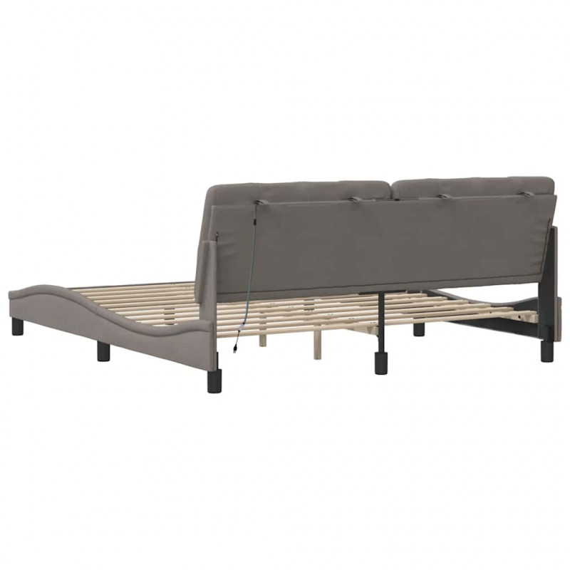 Rama łóżka z LED bez materaca Taupe 180x200 cm Tkanina
