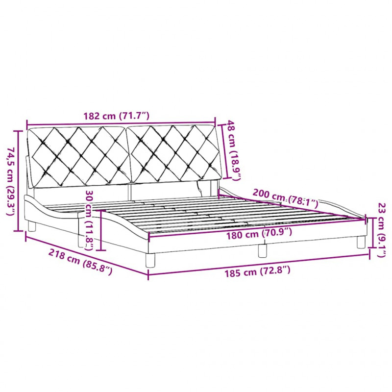 Rama łóżka z LED bez materaca Taupe 180x200 cm Tkanina