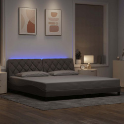 Rama łóżka z LED bez materaca Taupe 200x200 cm Tkanina