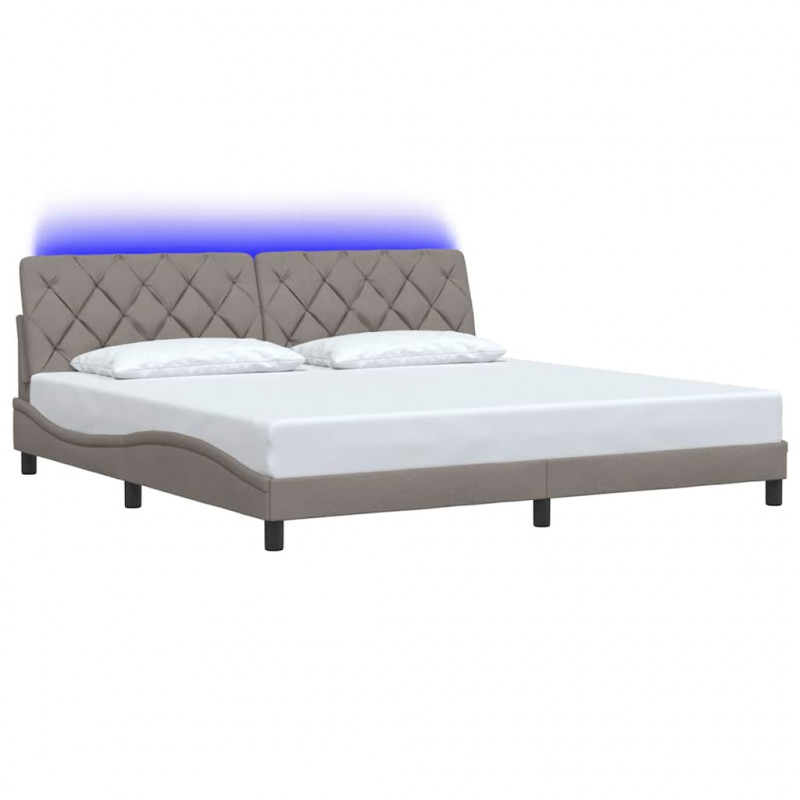 Rama łóżka z LED bez materaca Taupe 200x200 cm Tkanina