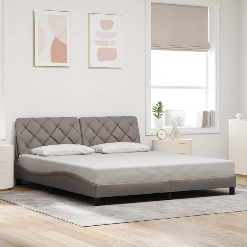 Rama łóżka z LED bez materaca Taupe 200x200 cm Tkanina