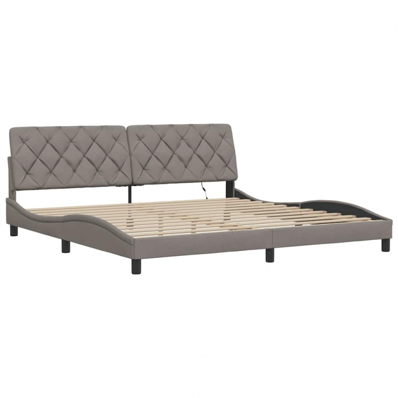 Rama łóżka z LED bez materaca Taupe 200x200 cm Tkanina