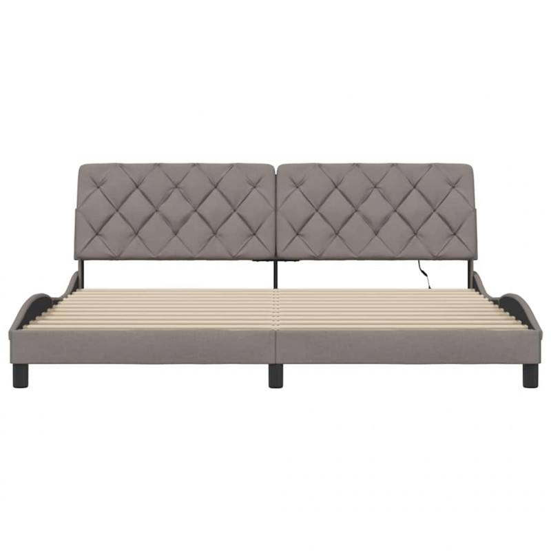 Rama łóżka z LED bez materaca Taupe 200x200 cm Tkanina