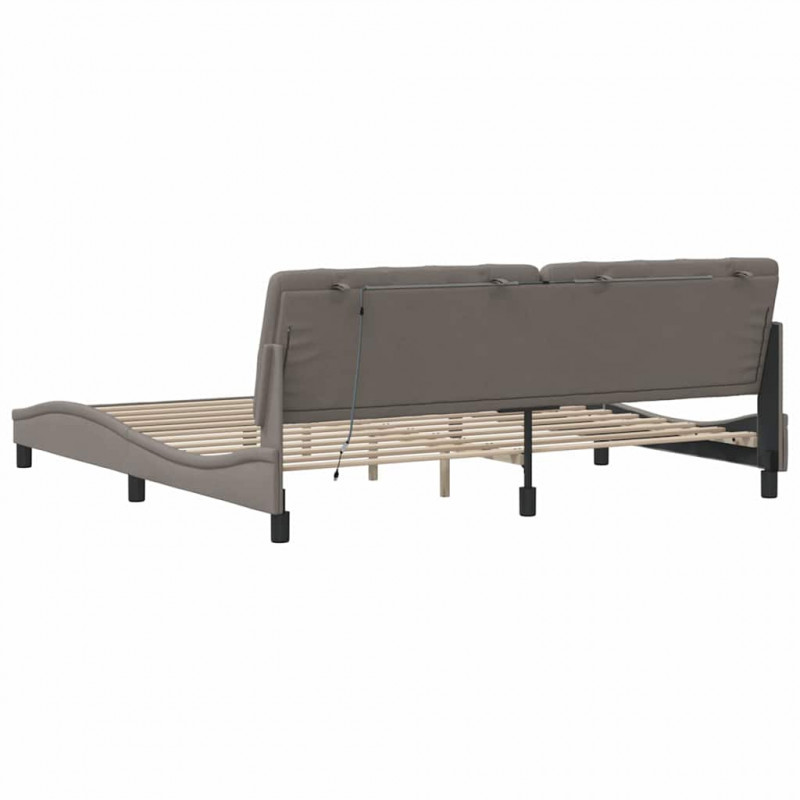 Rama łóżka z LED bez materaca Taupe 200x200 cm Tkanina