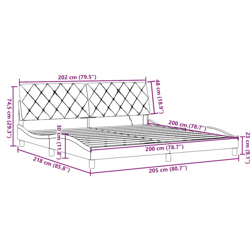 Rama łóżka z LED bez materaca Taupe 200x200 cm Tkanina