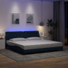 Rama łóżka z LED bez materaca Niebieski 200x200 cm Tkanina