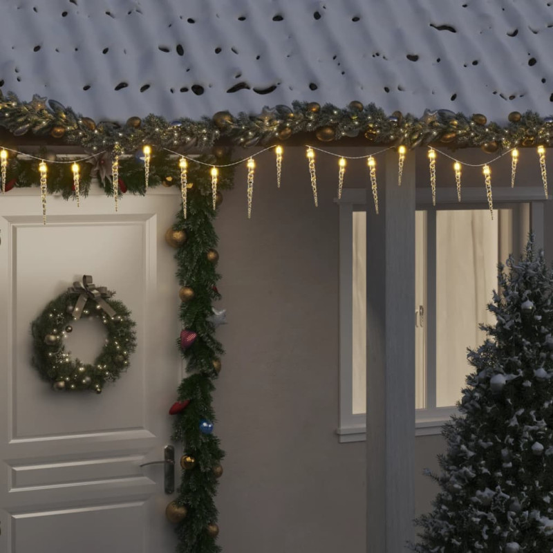 Lampki świąteczne w kształcie sopli, 100 LED, ciepła biel, 10 m