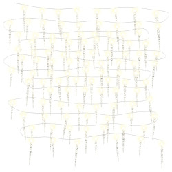 Lampki świąteczne w kształcie sopli, 100 LED, ciepła biel, 10 m