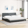 Łóżko z materacem, ciemnoszare, 200x200 cm, obite tkaniną