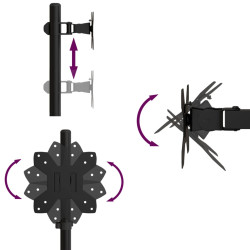 Stojak na monitor, czarny, stalowy, VESA 75/100 mm