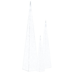 Zestaw stożków dekoracyjnych z zimnym, białym LED, 60/90/120 cm