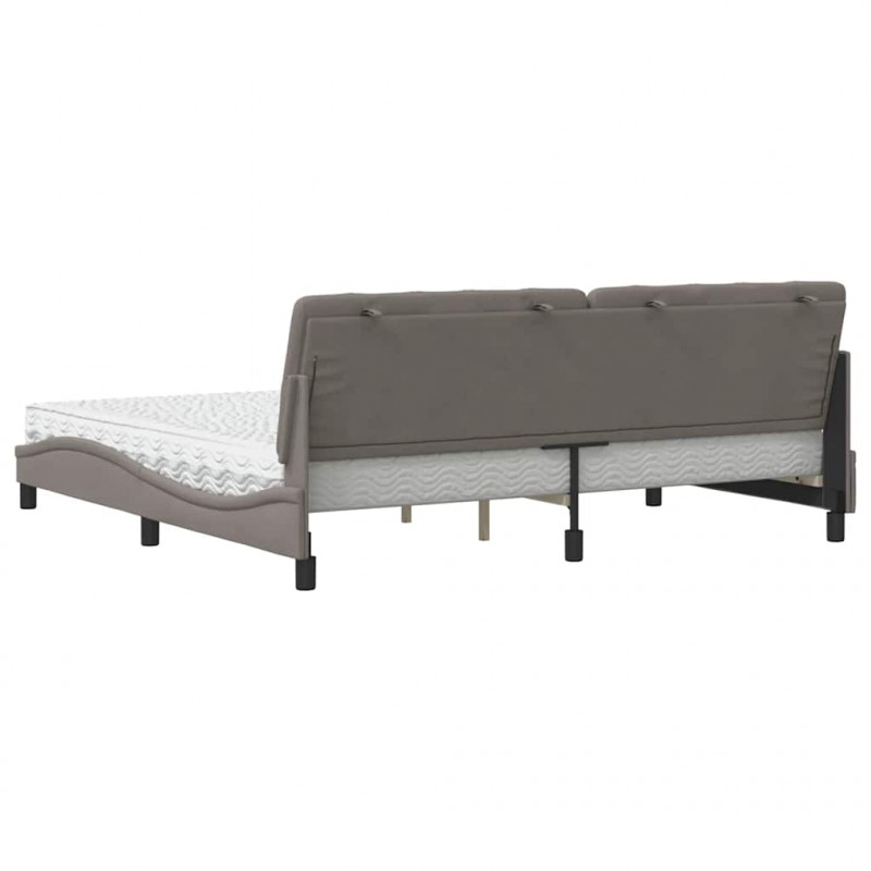 Łóżko z materacem, taupe, 200x200 cm, obite tkaniną