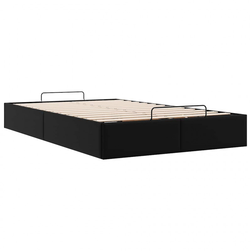 Rama łóżka otomana bez materaca, czarna, 120x190 cm, ekoskóra
