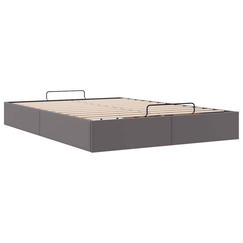 Rama łóżka otomana bez materaca, szara, 140x200 cm, ekoskóra