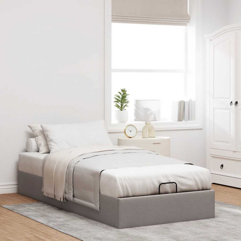Rama łóżka otomana bez materaca, taupe, 80x200 cm, tkanina