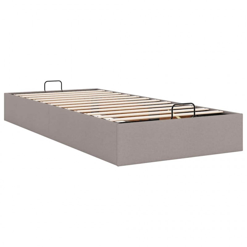 Rama łóżka otomana bez materaca, taupe, 90x200 cm, tkanina