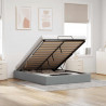 Rama łóżka otomana bez materacem, szara, 140x190 cm, tkanina
