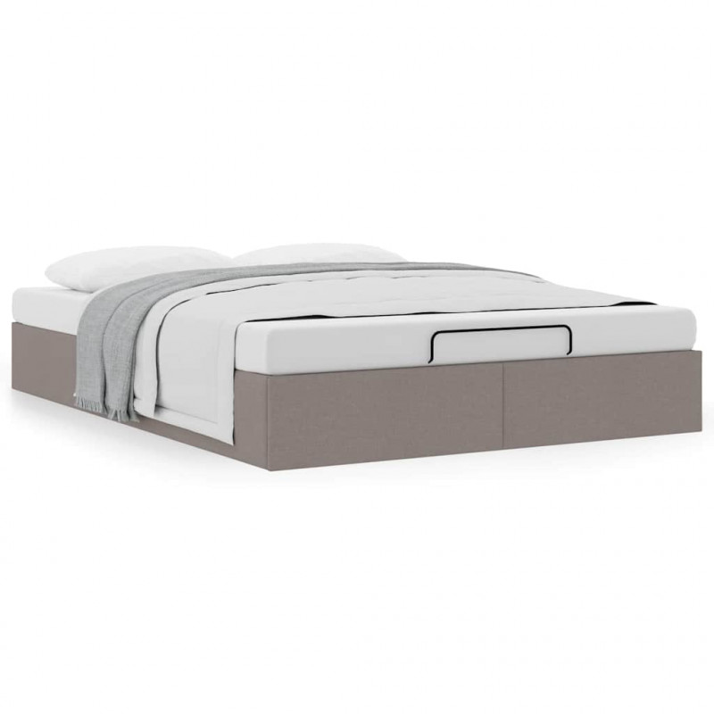 Rama łóżka otomana bez materacem, taupe, 140x190 cm, tkanina
