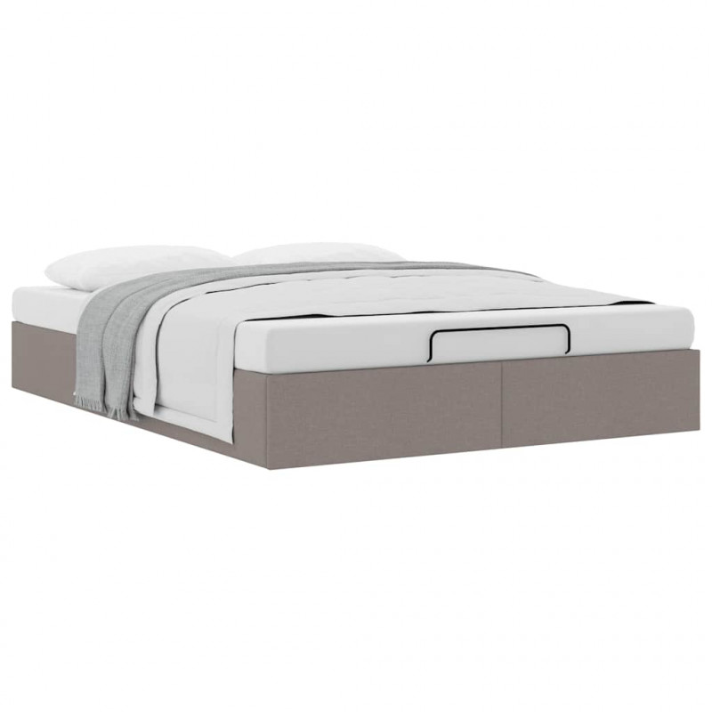 Rama łóżka otomana bez materacem, taupe, 140x200 cm, tkanina