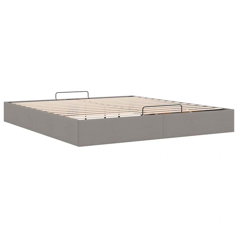 Rama łóżka otomana bez materacem, taupe, 200x200 cm, tkanina