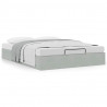 Rama łóżka otomana bez materacem, szara, 140x200 cm, aksamit