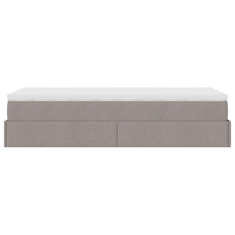 Rama łóżka otomana z materacem, taupe, 80x200 cm, tkanina