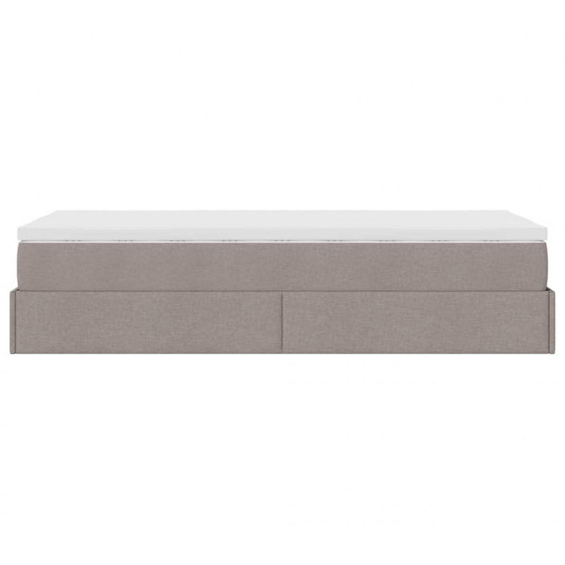 Rama łóżka otomana z materacem, taupe, 90x200 cm, tkanina