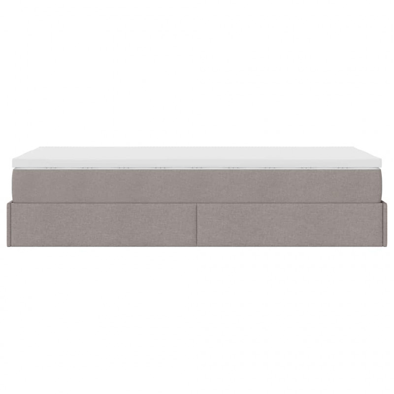 Rama łóżka otomana z materacem, taupe, 100x200 cm, tkanina