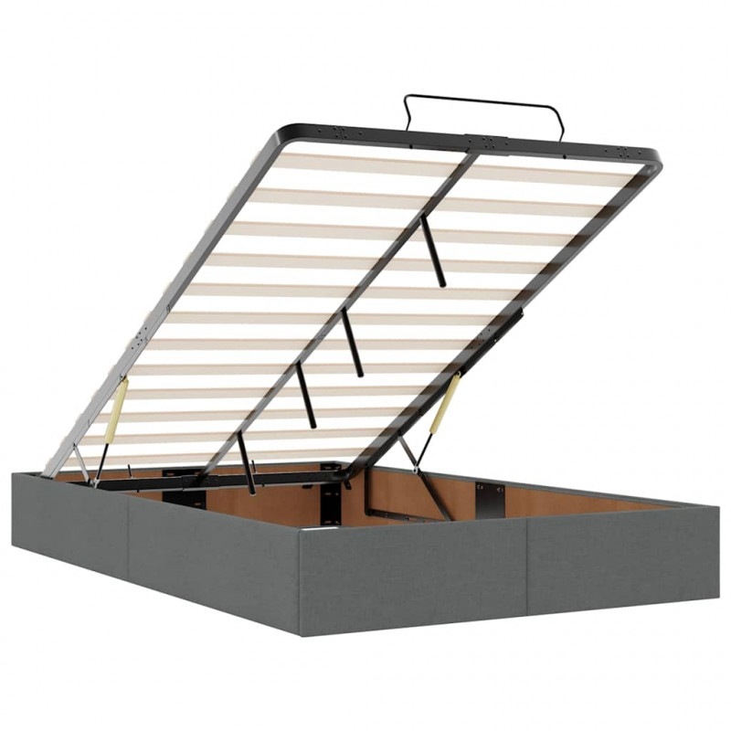 Rama łóżka otomana z materacem, szara, 120x200 cm, tkanina
