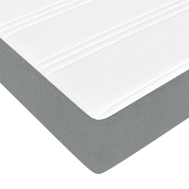 Rama łóżka otomana z materacem, jasnoszara, 180x200 cm, tkanina